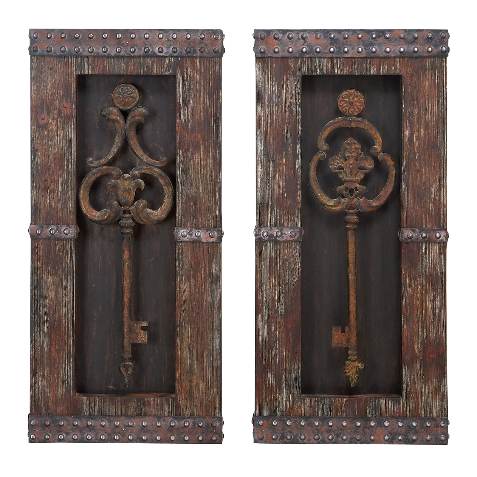 Casa Cortes Vintage Metal Keys 2 piece Wall Art Decor Set (Metal and woodDimensions 30 inches high x 1.5 inches wide x 14 inches long per panelEach panel features a different key designDisplay them individually or as a groupImported)