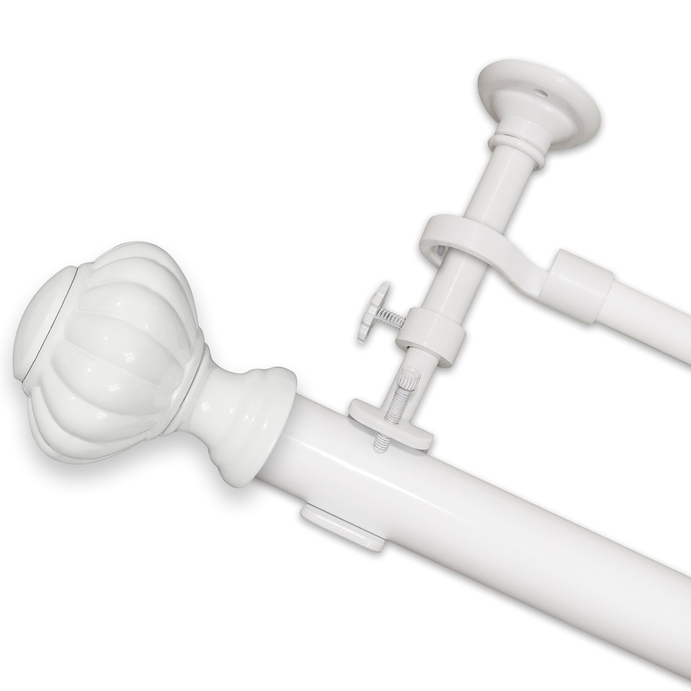 Shop Optima Turret White Double Curtain Rod Set Free Shipping