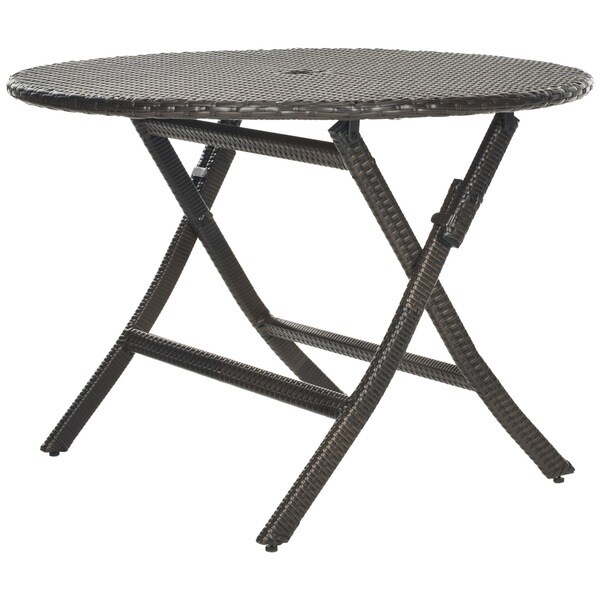 Shop Safavieh Outdoor Living Brown PE Wicker Round Folding Table - Free