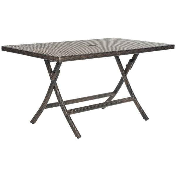 Safavieh Outdoor Living Brown PE Wicker Rectangle Folding Table - 55.1" x 31.5" x 28.3"