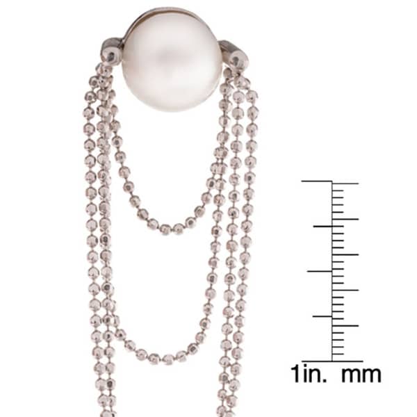 Pearlyta Sterling Silver Freshwater Pearl and Draped Bead Earrings (9-10 mm) - Black