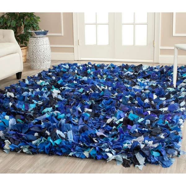 Safavieh Handmade Decorative Rio Shag Blue/ Multi Area Rug - 8' x 10'
