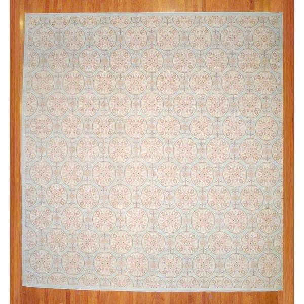 Afghan Hand knotted Vegetable Dye Light Green/ Salmon Wool Rug (14'10 x 15'7) Oversized Rugs