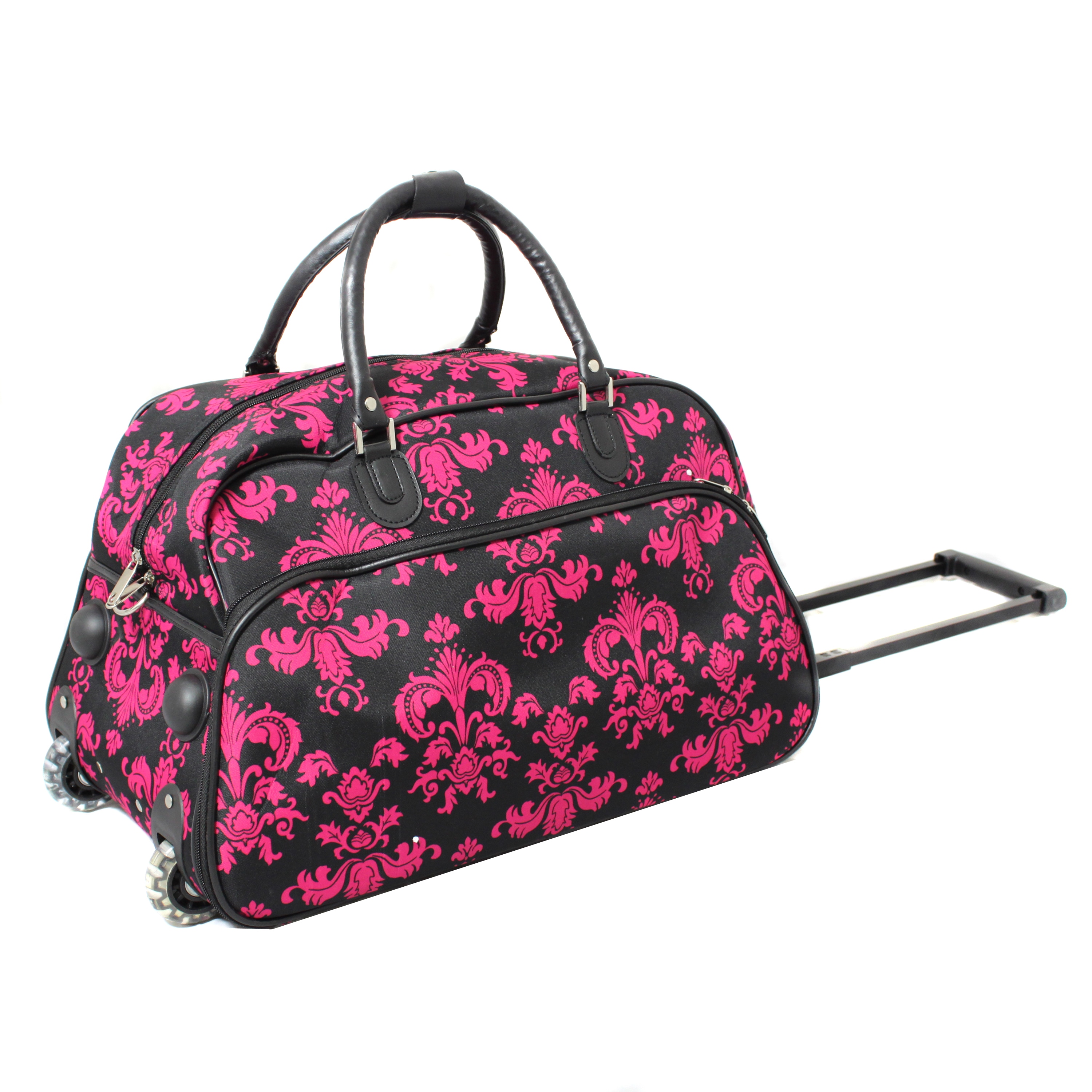 World Traveler Designer Prints Fleur de lis 21 inch Carry on Rolling Upright Duffel Bag