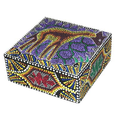 Handmade 6-inch Dot Giraffe Design Decorative Aboriginal Box (Indonesia)