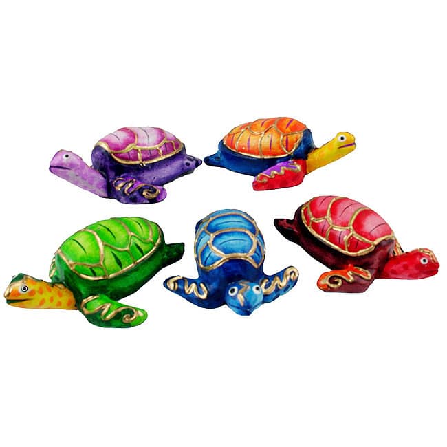 Handmade Multicolor 5-piece Turtle Set (Indonesia)