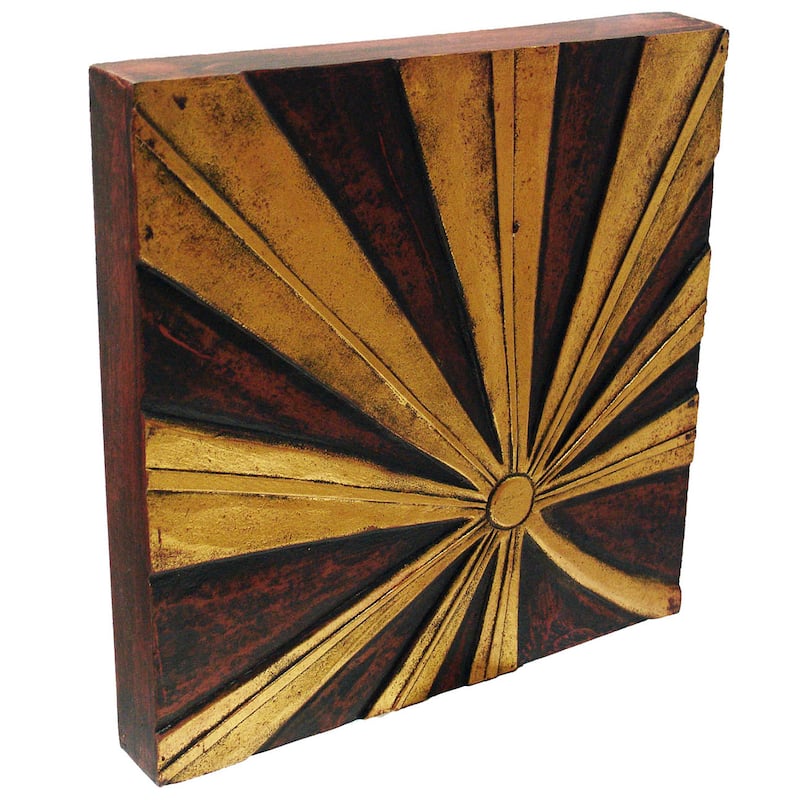 Hand-Carved 'Pli-Flower' Wall Panel, Handmade in Indonesia