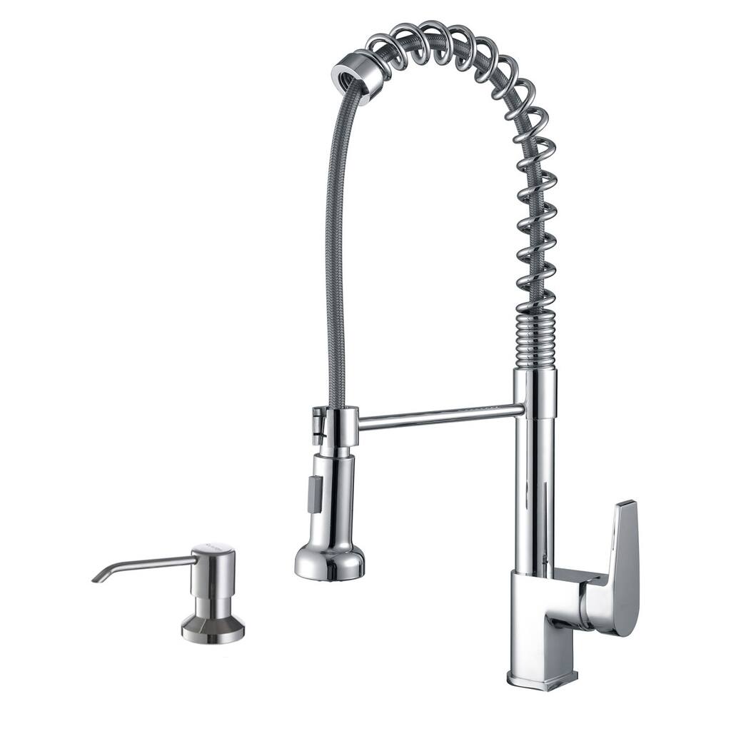 Ruvati Polished Chrome Commercial Style Kitchen Faucet with Soap Dispenser