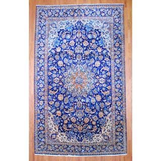 Persian Hand knotted Isfahan Navy/ Ivory Wool Rug (10' x 16'8) 7x9   10x14 Rugs