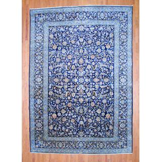 Persian Hand knotted Isfahan Navy/ Ivory Wool Rug (10'7 x 15'7) 7x9   10x14 Rugs