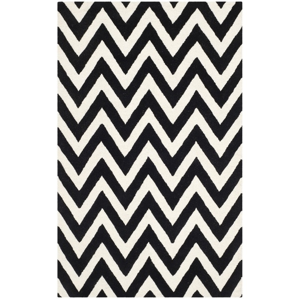 Safavieh Handmade Moroccan Cambridge Chevron Black Wool Rug (9 x 12)