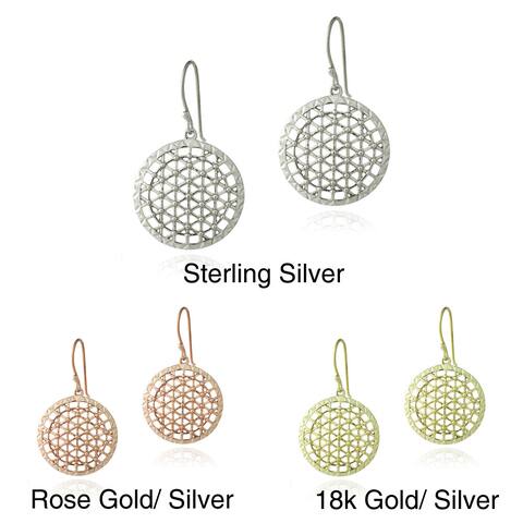 Mondevio Sterling Silver Round Lattice Dangle Earrings