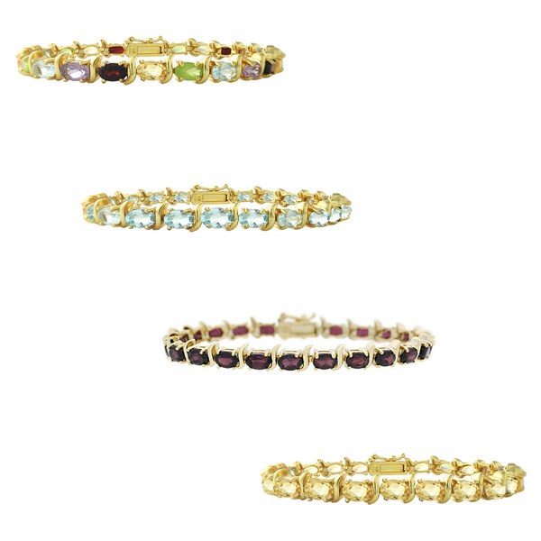 Glitzy Rocks Gold Overlay Gemstone S-link Bracelet. Opens flyout.