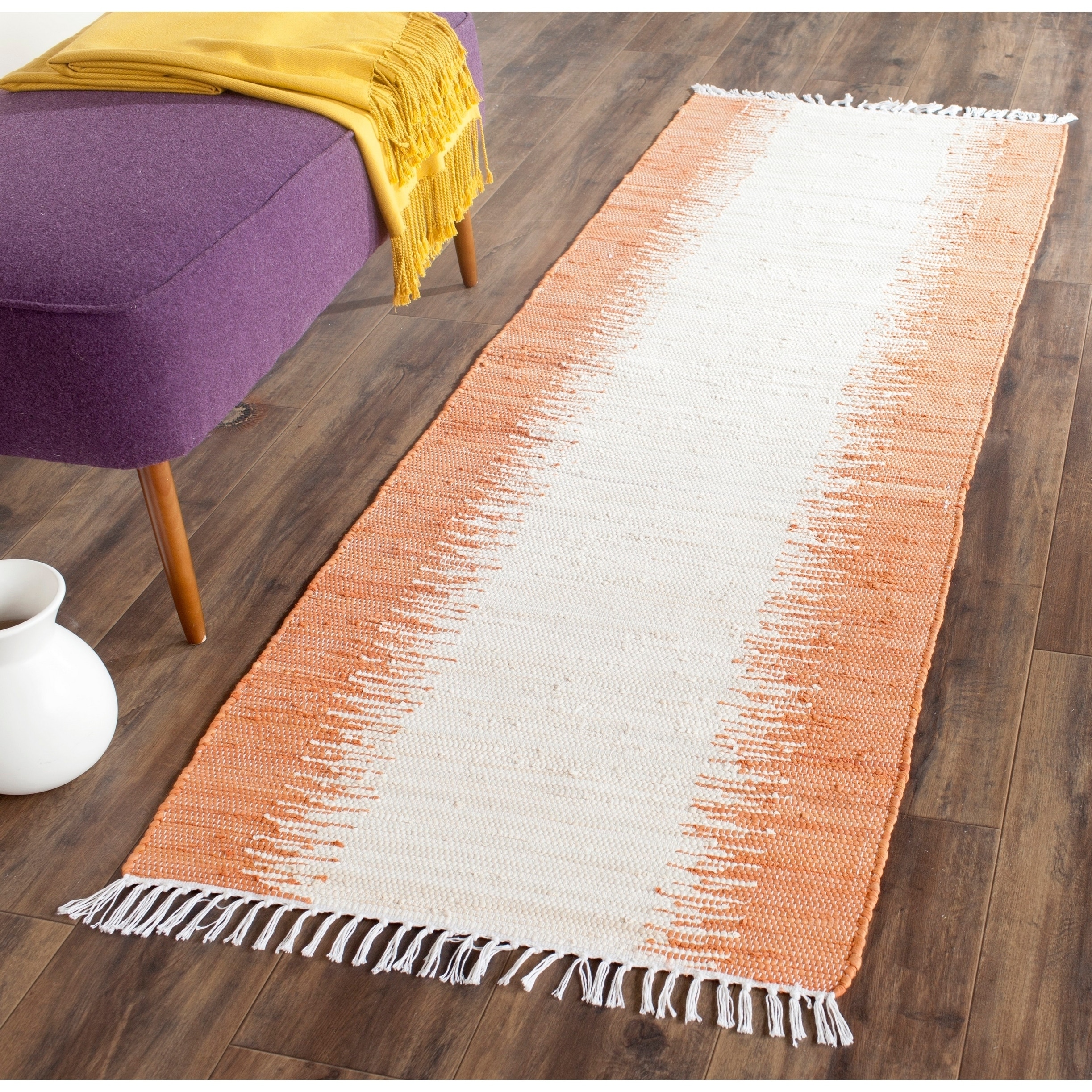 Safavieh Hand woven Montauk Orange Cotton Rug (23 X 7)