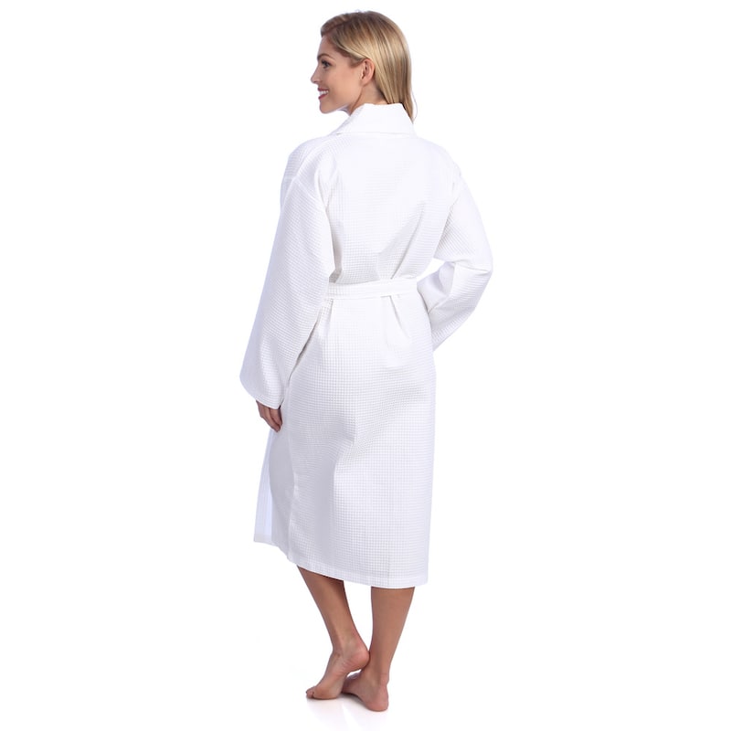 Authentic Hotel and Spa Monogrammed Turkish Cotton Unisex Waffle Weave Bath Robe