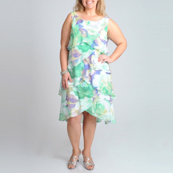 S.L. Fashions Women's Plus Floral Printed Dress S.L. Fashions Dresses