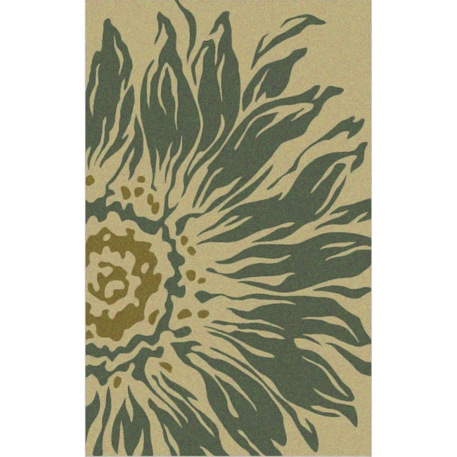 Sanibel Gardenia/ Turquoise Outdoor Rug (5 X 8)