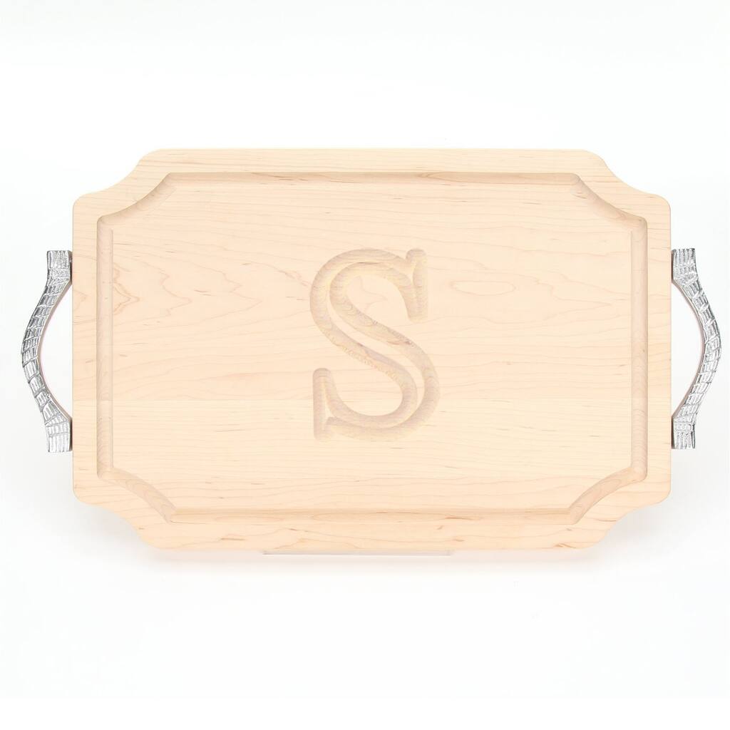 Monogrammed Maple 12x18 Cutting Board with Rope Handles - 12 x 18