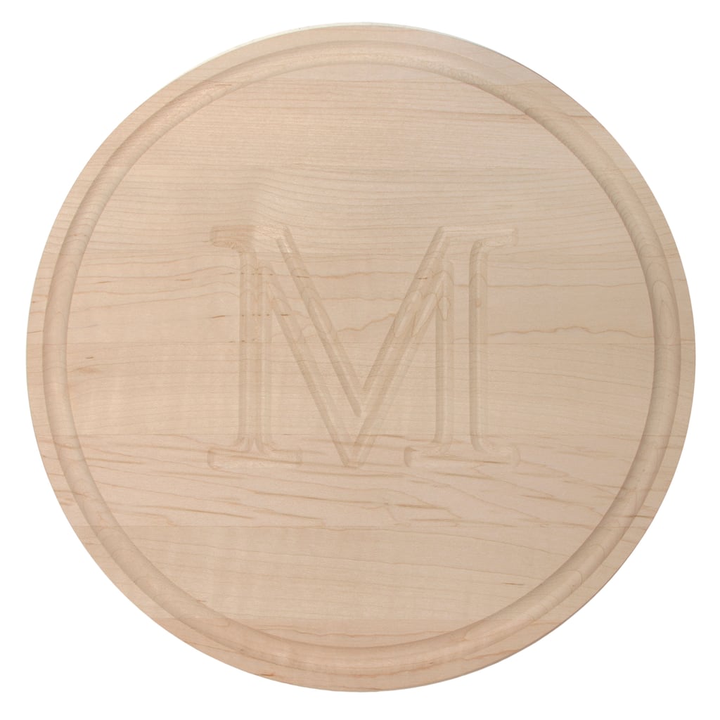 Carved Initial 10 1/2-inch Round Maple Cutting Board - 10.5