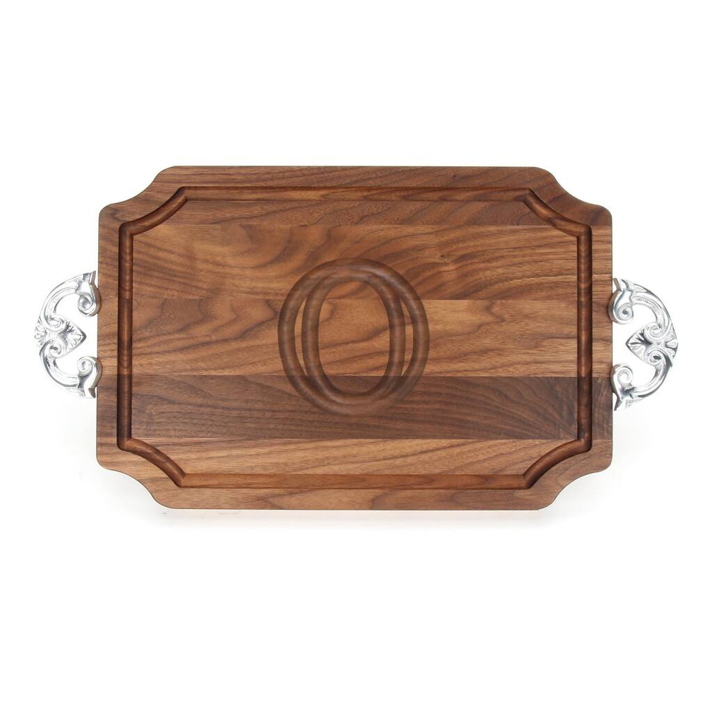 Monogrammed Walnut Cutting Board with Handles