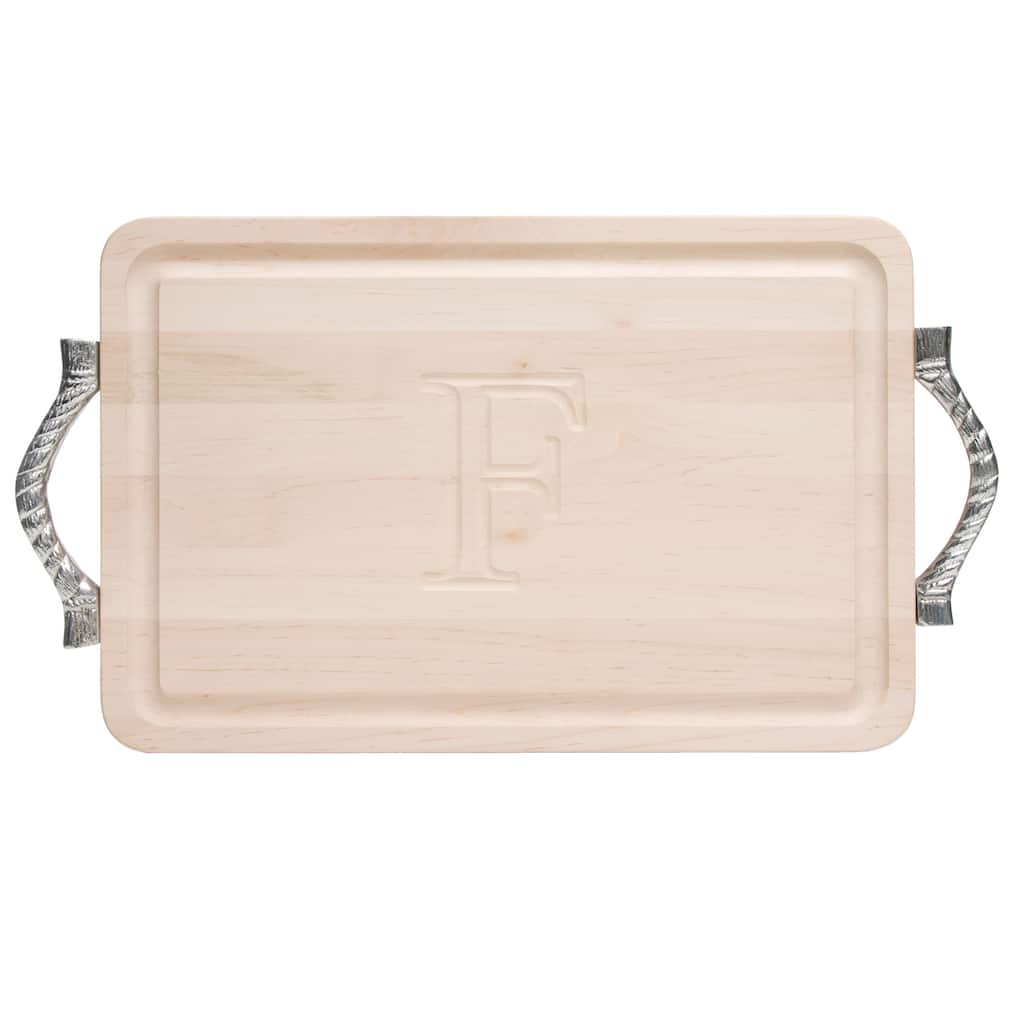 Monogrammed Maple Cutting Board with Rope Handles - 10.5 x 22