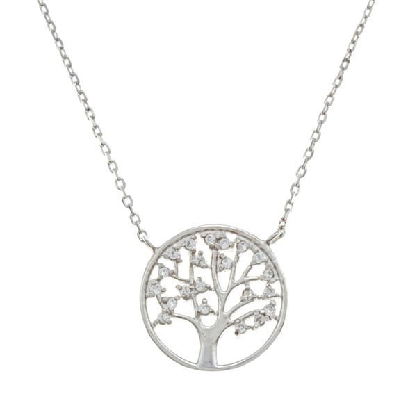 La Preciosa Sterling Silver Cubic Zirconia Tree of Life Necklace La Preciosa Cubic Zirconia Necklaces