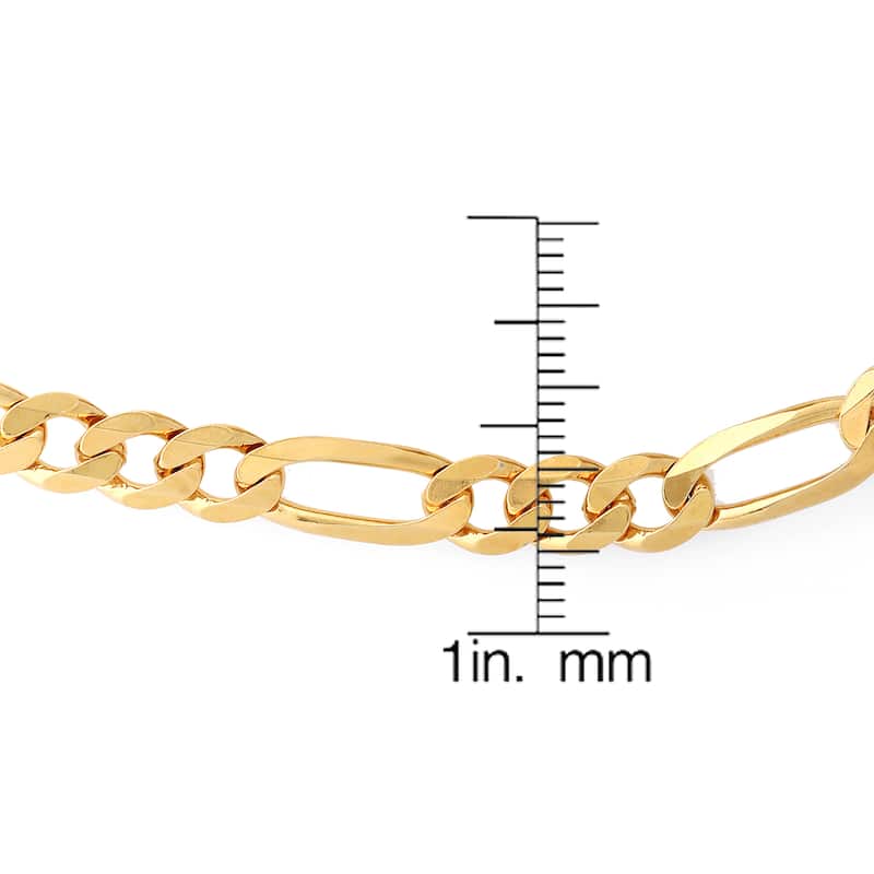 Roberto Martinez Yellow Gold Plated Silver 6 mm Diamond-cut Figaro Bracelet