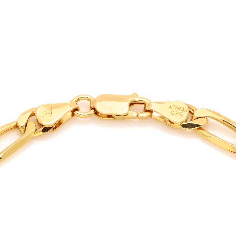 Roberto Martinez Yellow Gold Plated Silver 6 mm Diamond-cut Figaro Bracelet
