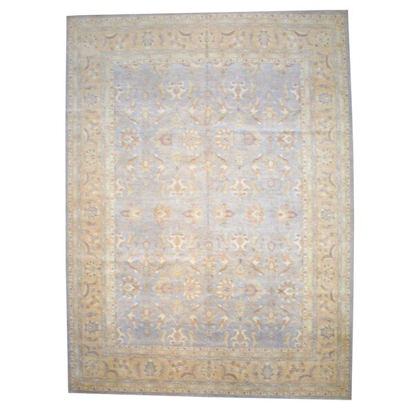 Herat Oriental Afghan Hand knotted Vegetable Dye Light Blue/ Gold Wool