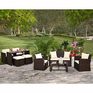 Portfolio Kenyon Valley Cream Wicker 9-piece Indoor ... Portfolio Kenyon Valley Cream Wicker 9-piece Indoor ... on Outdoor Living Room Set id=84846