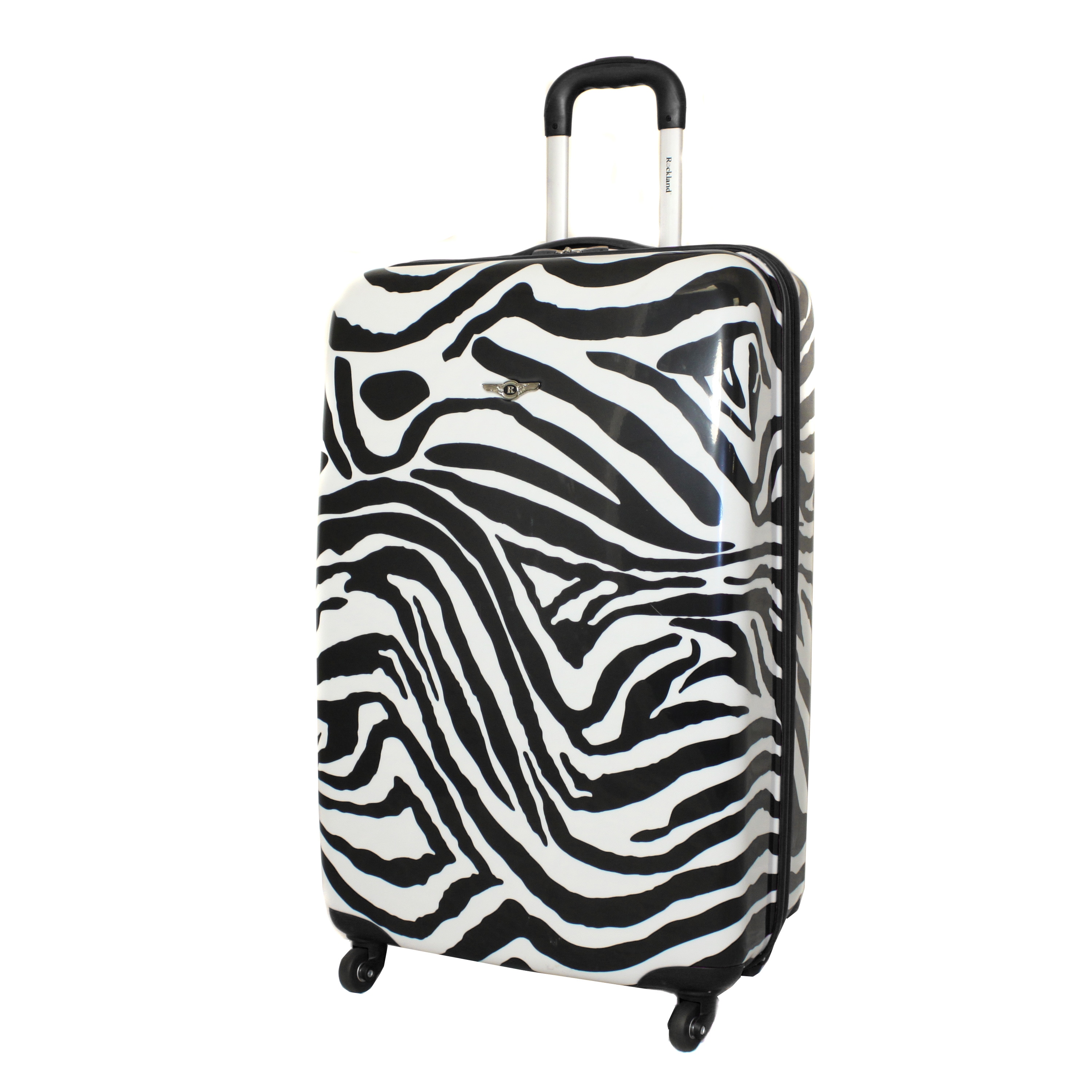 Rockland Zebra 24 inch Lightweight Hardside Spinner Upright Luggage (Zebra, pink zebraWeight 9 poundsInterior divider creates 2 separate compartments to properly organize and keep item in placeRetractable handle system provides optimum mobilityCarrying h