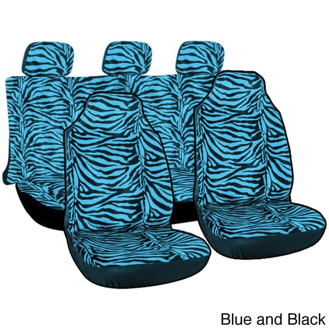 Oxgord Velour Zebra / Tiger Integrated Seat Covers 7 piece Set Striped Safari For High Back Bucket Seats