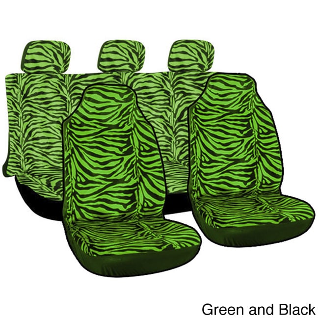 Oxgord Velour Zebra / Tiger Integrated Seat Covers 7 piece Set Striped Safari For High Back Bucket Seats