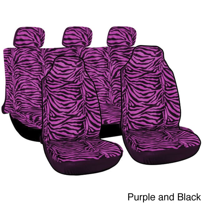 Oxgord Velour Zebra / Tiger Integrated Seat Covers 7 piece Set Striped Safari For High Back Bucket Seats