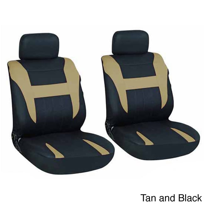 Oxgord 4 piece Two toned Cloth Seat Cover Set For Two Automotive Front Chairs