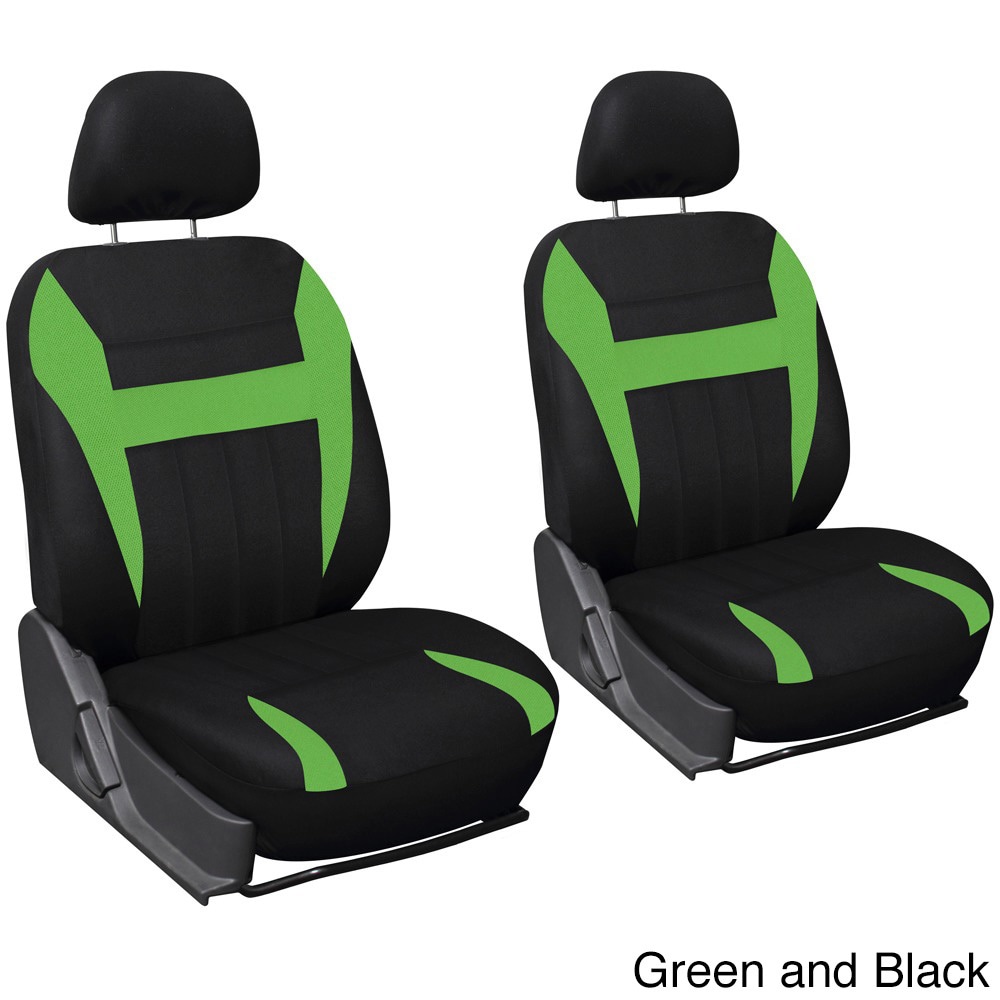 Oxgord 4 piece Two toned Cloth Seat Cover Set For Two Automotive Front Chairs