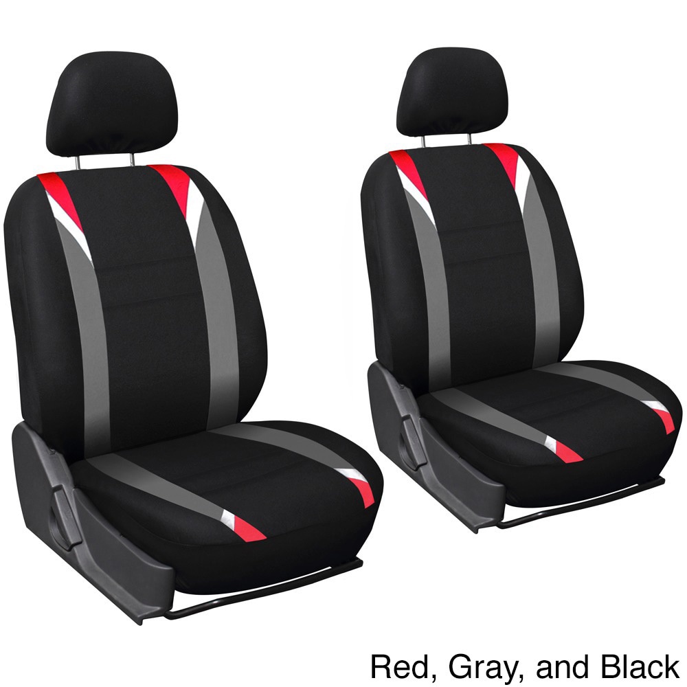 Oxgord 4 piece Two toned Cloth Seat Cover Set For Two Automotive Front Chairs