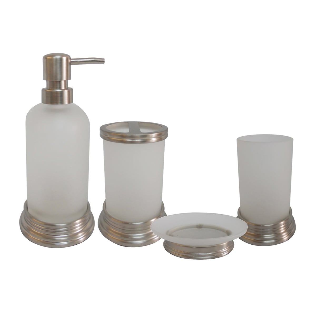 Misty Glass And Chrome Bath Accessory 4 piece Set