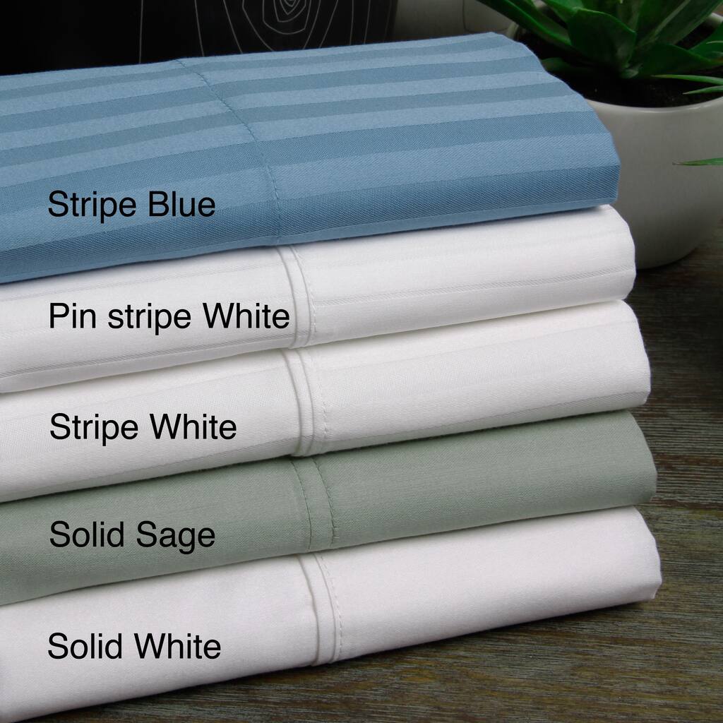 Cotton Sateen 300 Thread Count Striped 6-piece Sheet Set