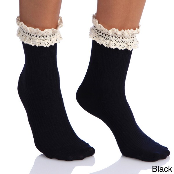 Women's Lace Top Ankle Socks (One Size) - 15300648 - Overstock.com ...