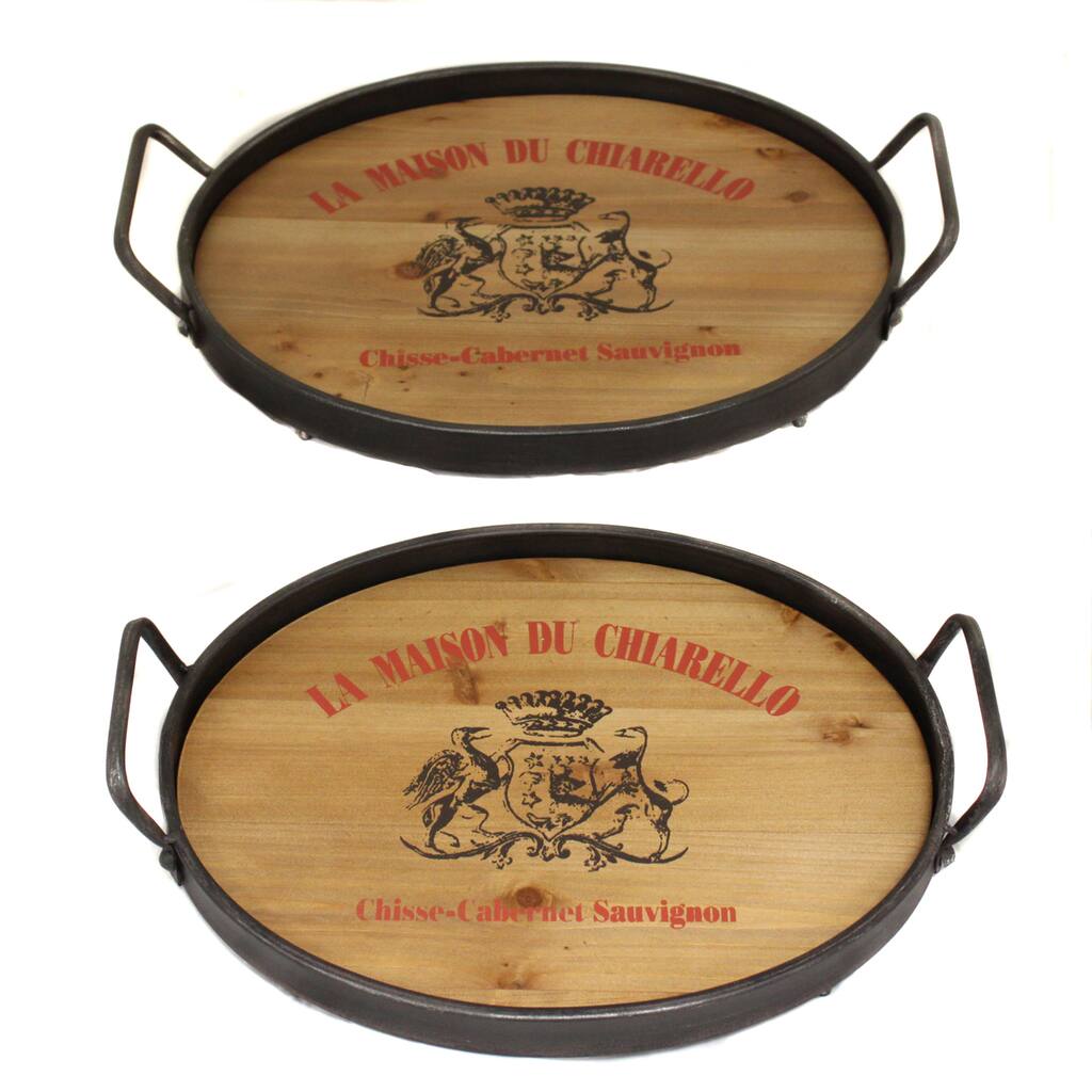 La Maison Du Chiarello Wood/ Metal Serving Trays (Set of 2)