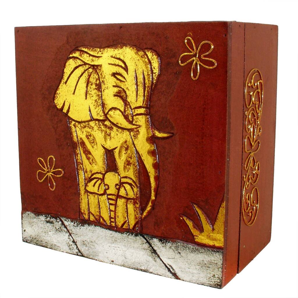 Handmade Wood Elephant Box (Indonesia)