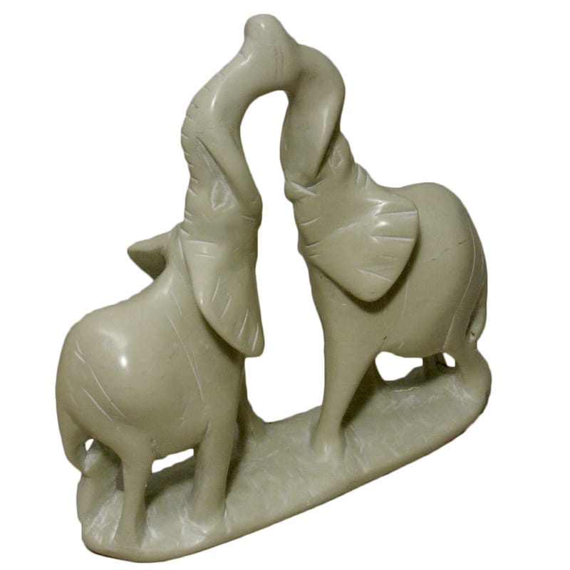 Handmade 6-inch Elephants Kissing Soapstone Figurine (Kenya)