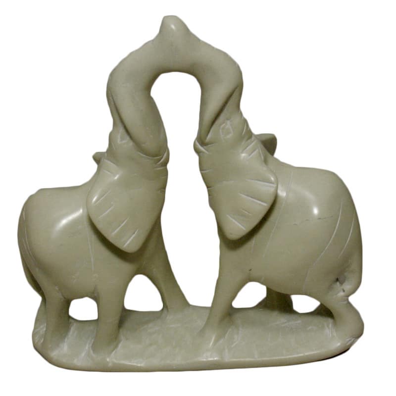 Handmade 6-inch Elephants Kissing Soapstone Figurine (Kenya)