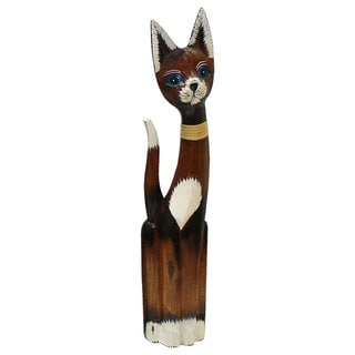 Rattan Bow Tie Cat Figurine (Indonesia) Statues & Sculptures on PopScreen