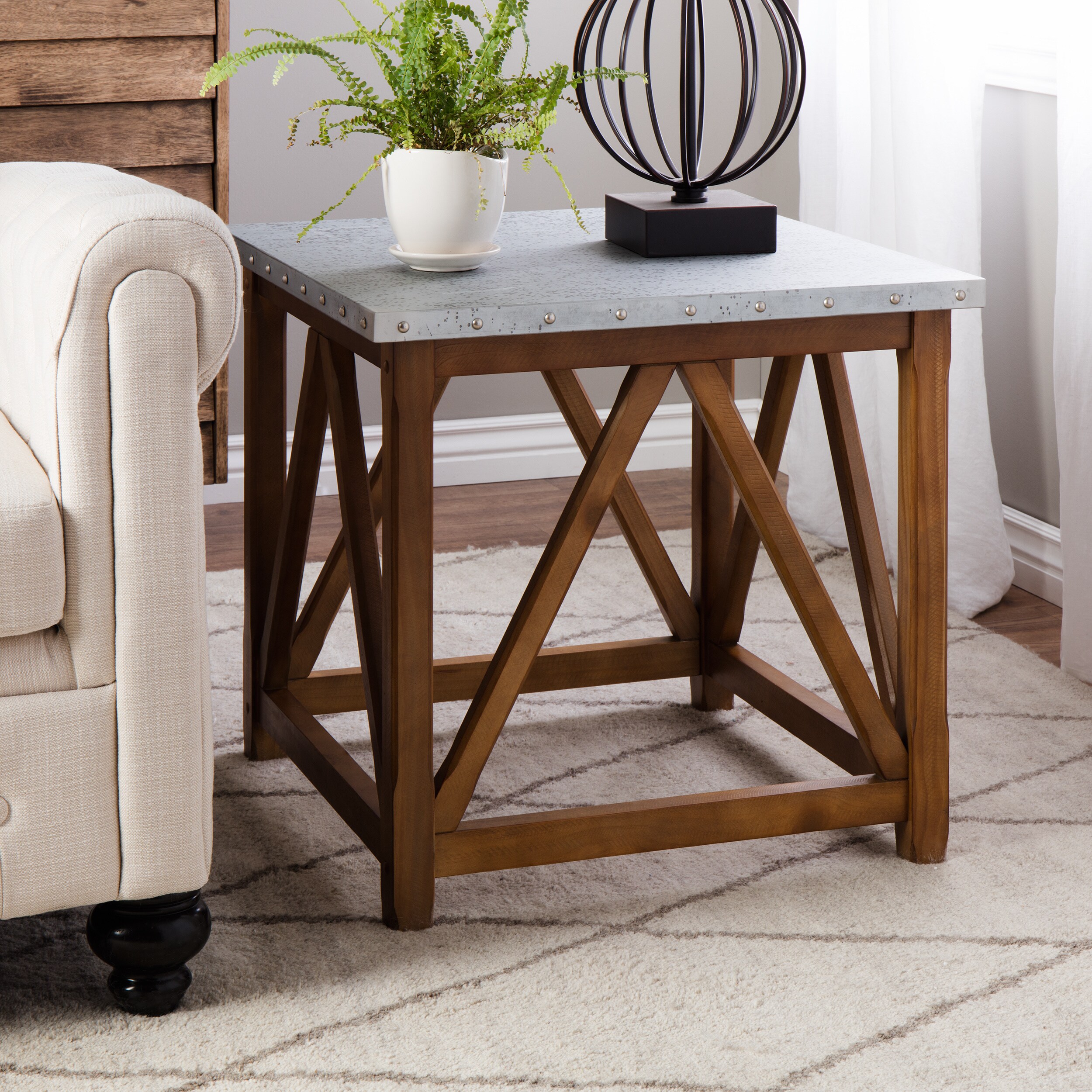 Shop Zinc Top Bridge End Table Free Shipping Today Overstock 7925740