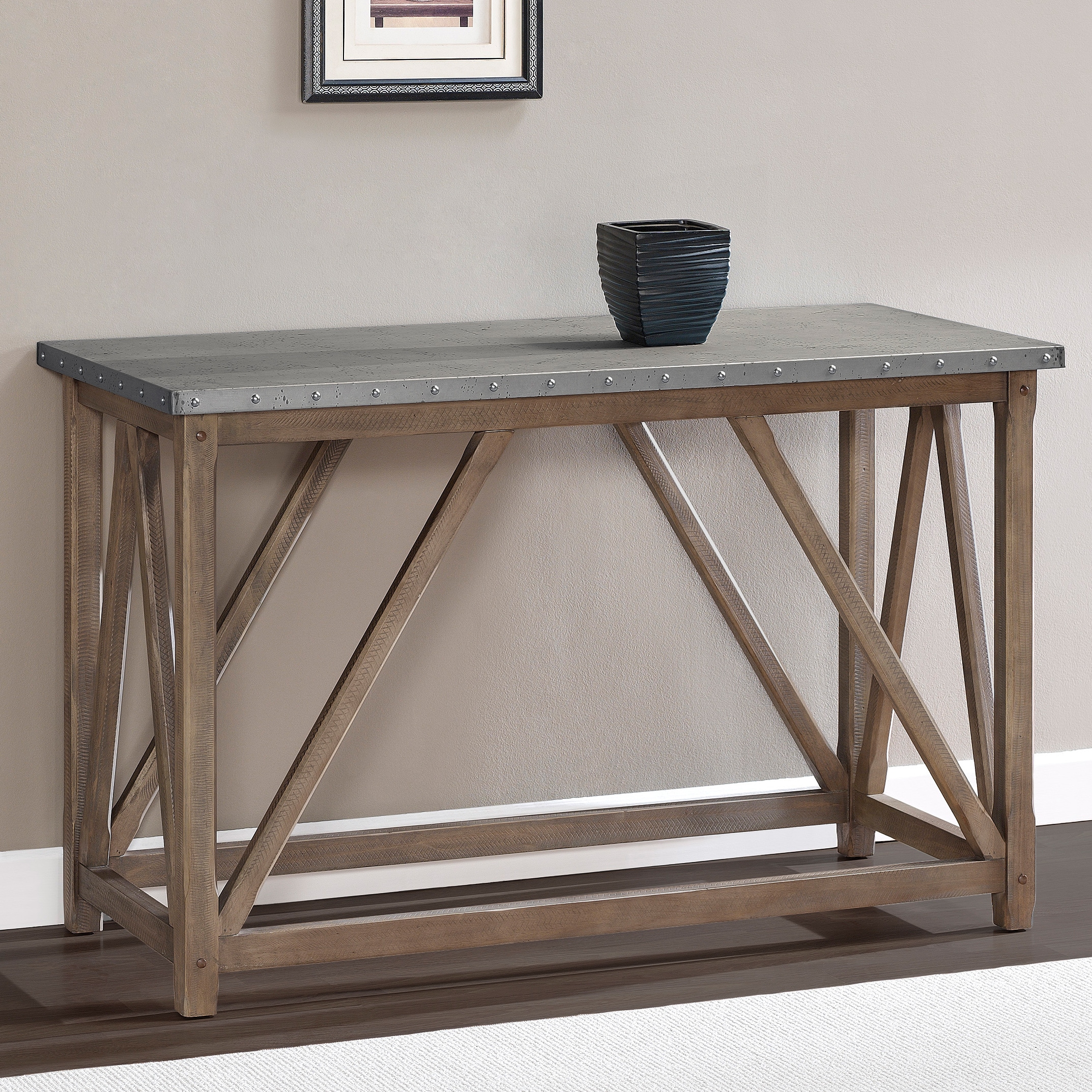 Zinc Top Bridge Sofa Table