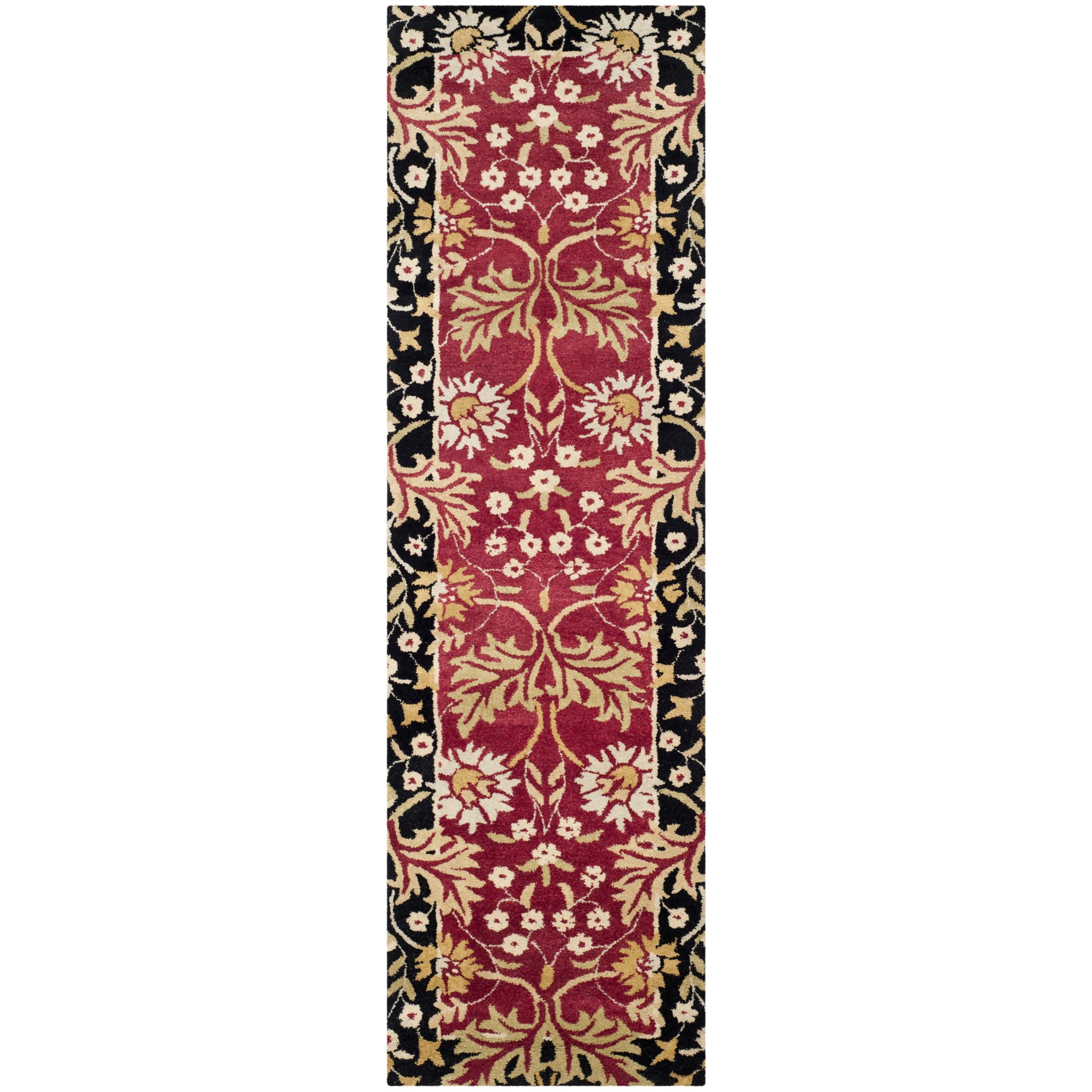 Safavieh Handmade Jardin Red/ Black Wool Rug (23 X 8)