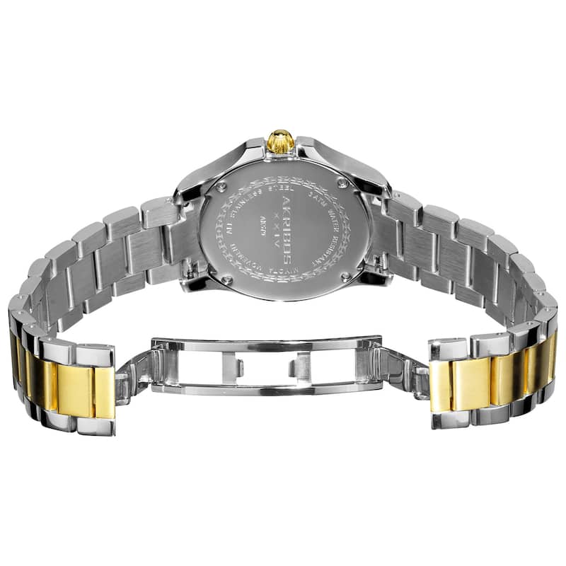 Akribos XXIV Women's Stainless Steel Crystal Pave Two-Tone Bracelet Watch
