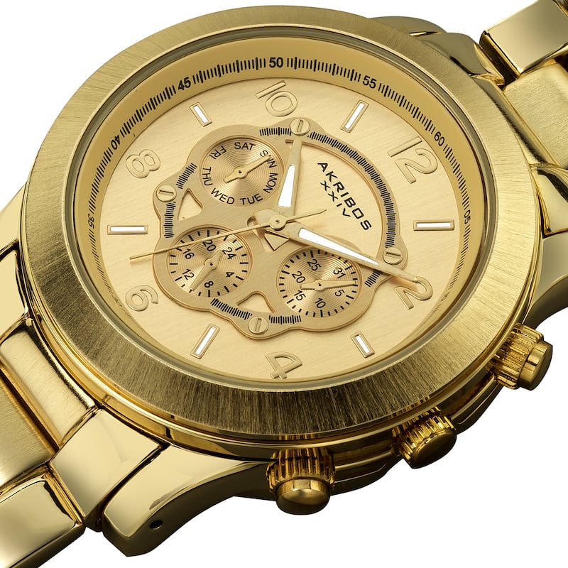 Akribos XXIV Women's Quartz Multifunction Fashion Gold-Tone Bracelet Watch